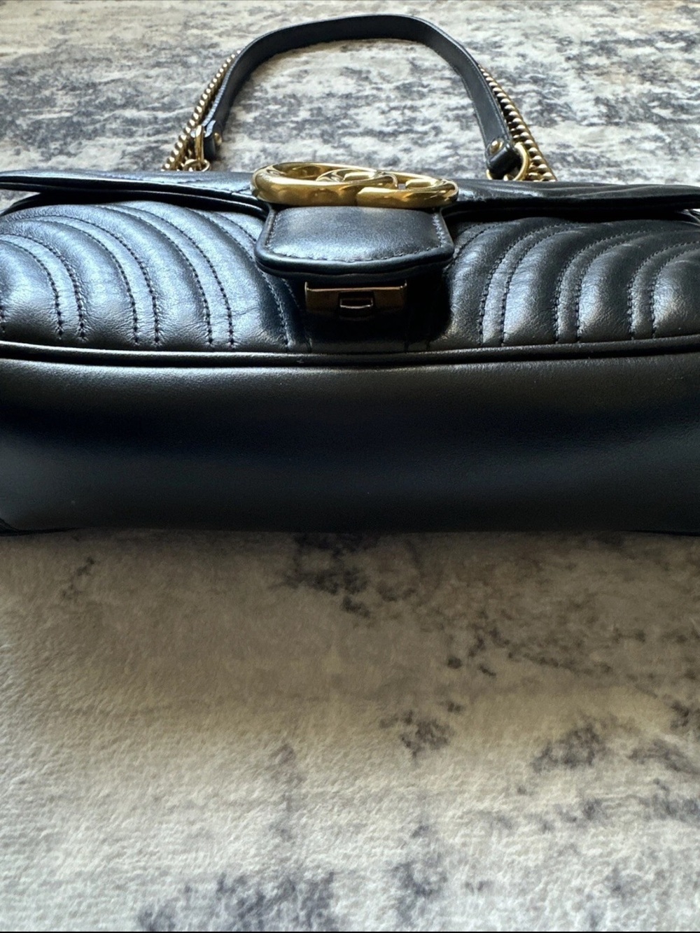 Gucci Black Marmont Leather Shoulder Bag with - Picture 2 of 10